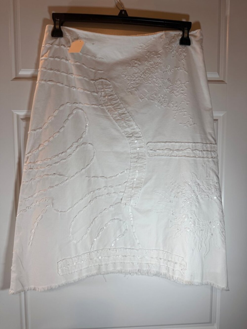 Embroidered White Fabric Panel with Sun Design Size 10